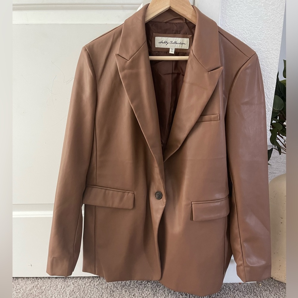Faux leather blazer
